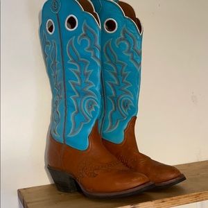 TONY LAMA tall turquoise cowboy boots size 8.5 B